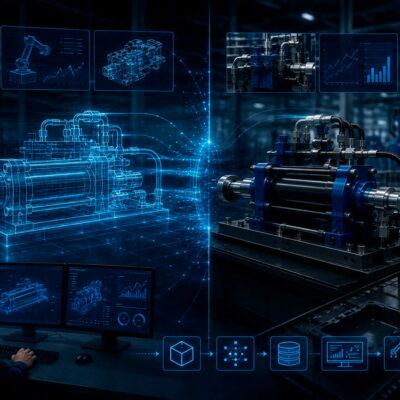 Digital twin industriale con cilindri Vega