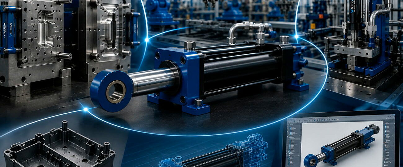Vega Hydraulic Cylinder Installed Inside Modern Injection Mold